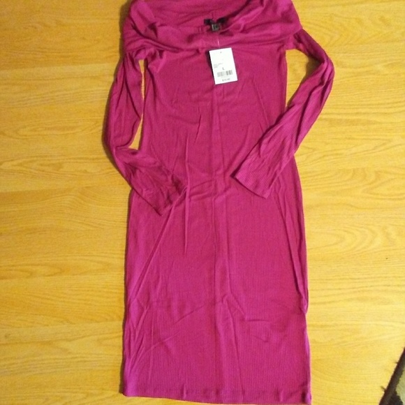 4/$30 🆕WT *👗F21 shoulder magenta bodycon dress - Picture 4 of 7
